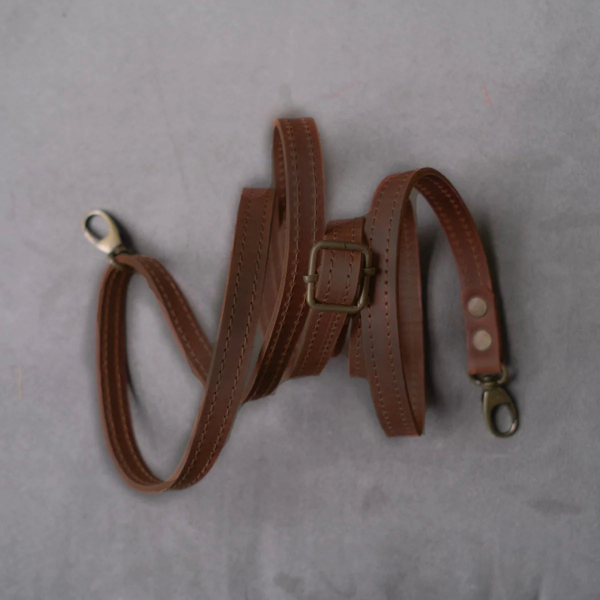 Thread & Maple Leather Brass Shoulder Strap - Chocolate