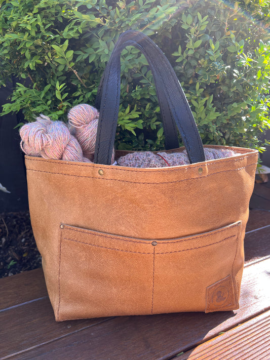 Leather Mini Bucket Bag  Knitting Project Bags – Thread and Maple